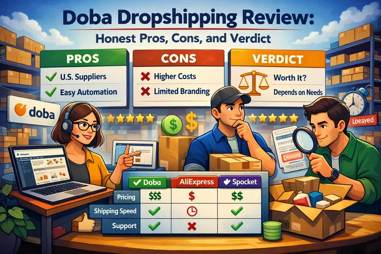 An informative illustration about Doba Dropshipping Review: Honest Pros, Cons, and Verdict