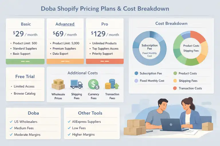 An informative illustration about Doba Shopify Pricing Plans And Real Cost Breakdown