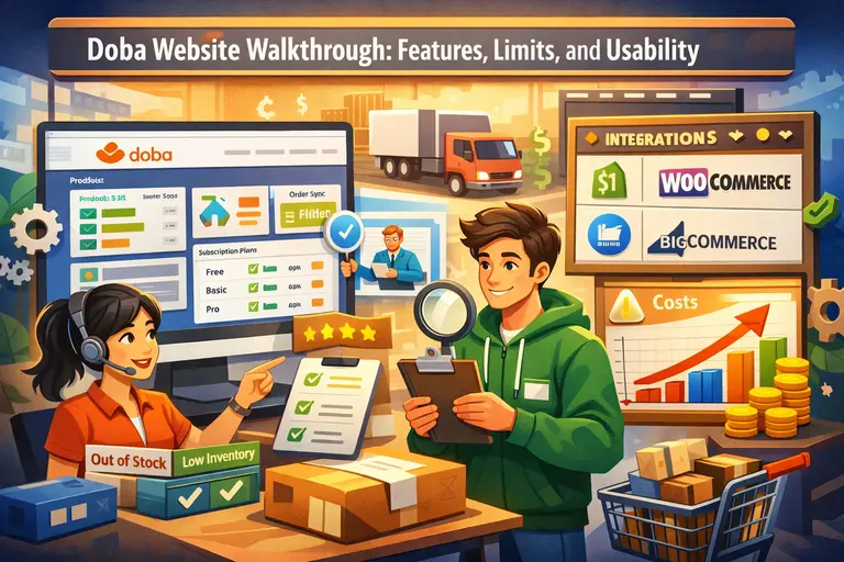 An informative illustration about Doba Website Walkthrough: Features, Limits, and Usability