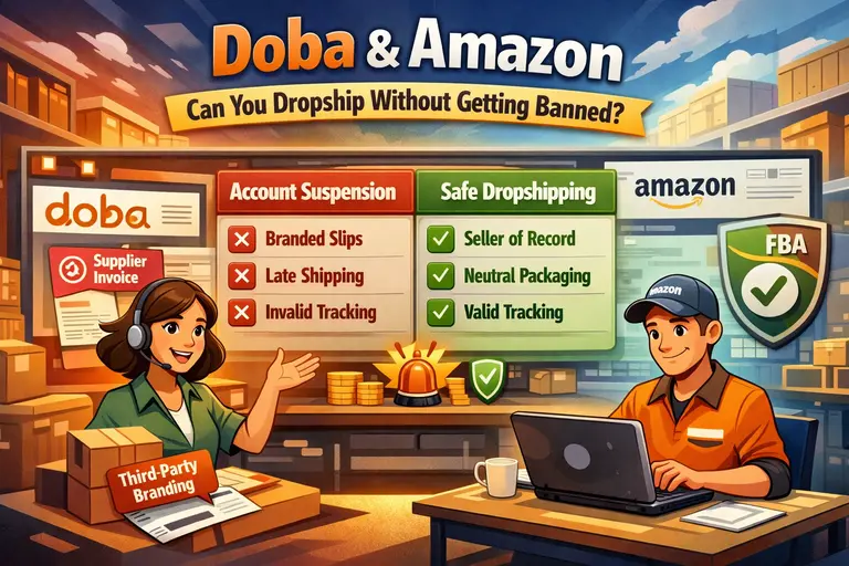 An informative illustration about Doba and Amazon: Can You Dropship Without Getting Banned?