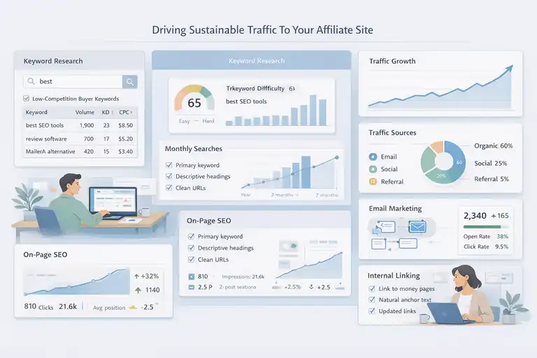 An informative illustration about Driving Sustainable Traffic To Your Affiliate Site