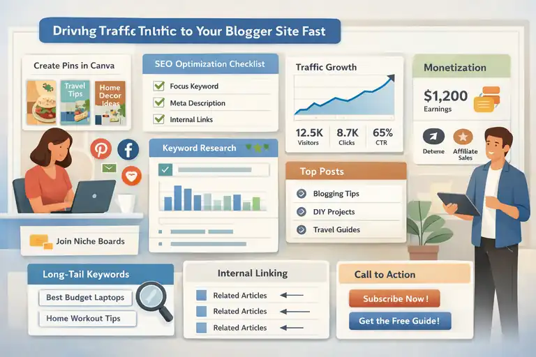 An informative illustration about Driving Targeted Traffic to Your Blogger Site Fast