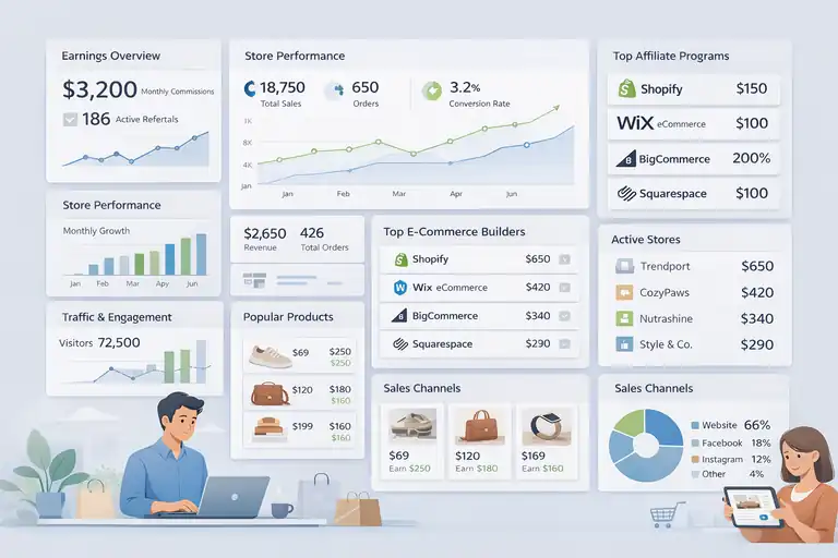 An informative illustration about E-Commerce Builders and Store Platforms