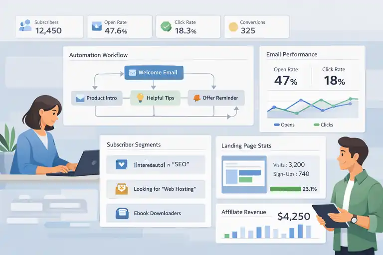 15 Must-Have Affiliate Marketing Tools to Grow Faster An informative illustration about Email Marketing Tools To Nurture And Convert Leads