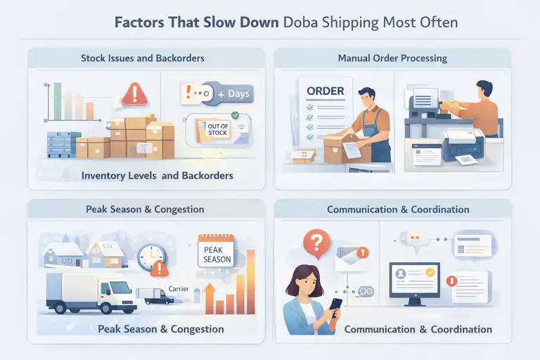 An informative illustration about Factors That Slow Down Doba Shipping Most Often