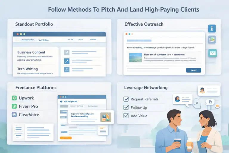 How to Write Blog Posts for Money and Get Paid Well An informative illustration about Follow Methods To Pitch And Land High-Paying Clients