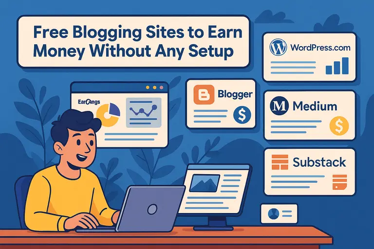 An informative illustration about Free Blogging Sites to Earn Money Without Any Setup