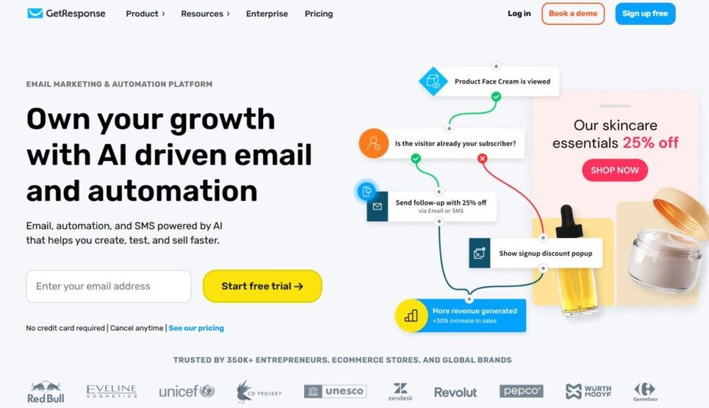 Best Email Marketing Services for Small Business GetResponse screenshot