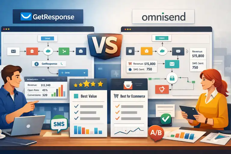 An informative illustration about getresponse vs omnisend for ecommerce email flows
