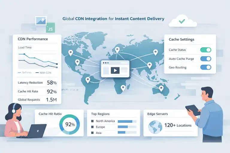 An informative illustration about Global CDN Integration for Instant Content Delivery