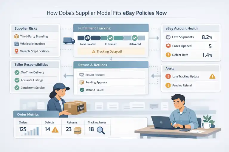 An informative illustration about How Doba’s Supplier Model Fits eBay Policies Now