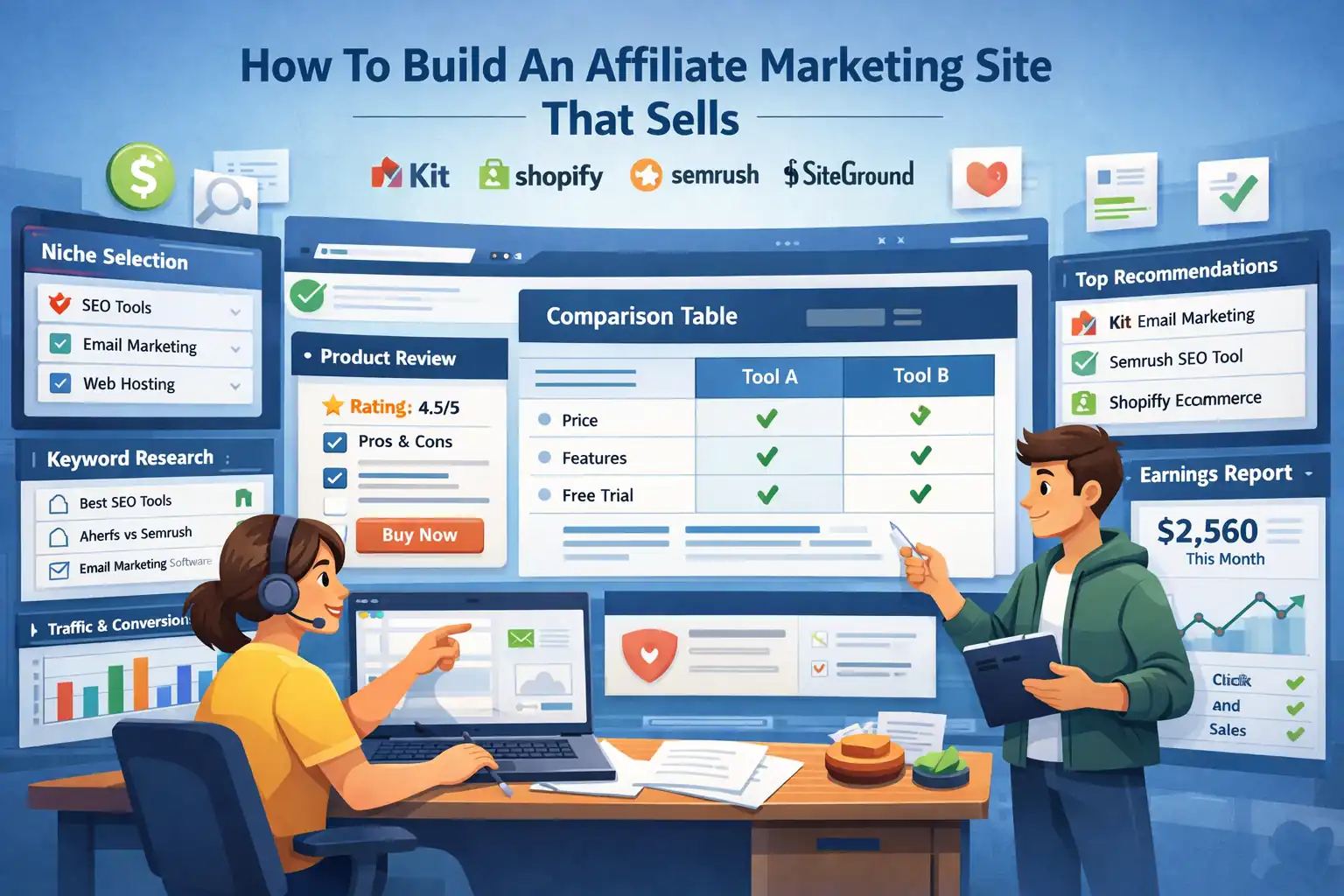 An informative illustration about How To Build An Affiliate Marketing Site That Sells