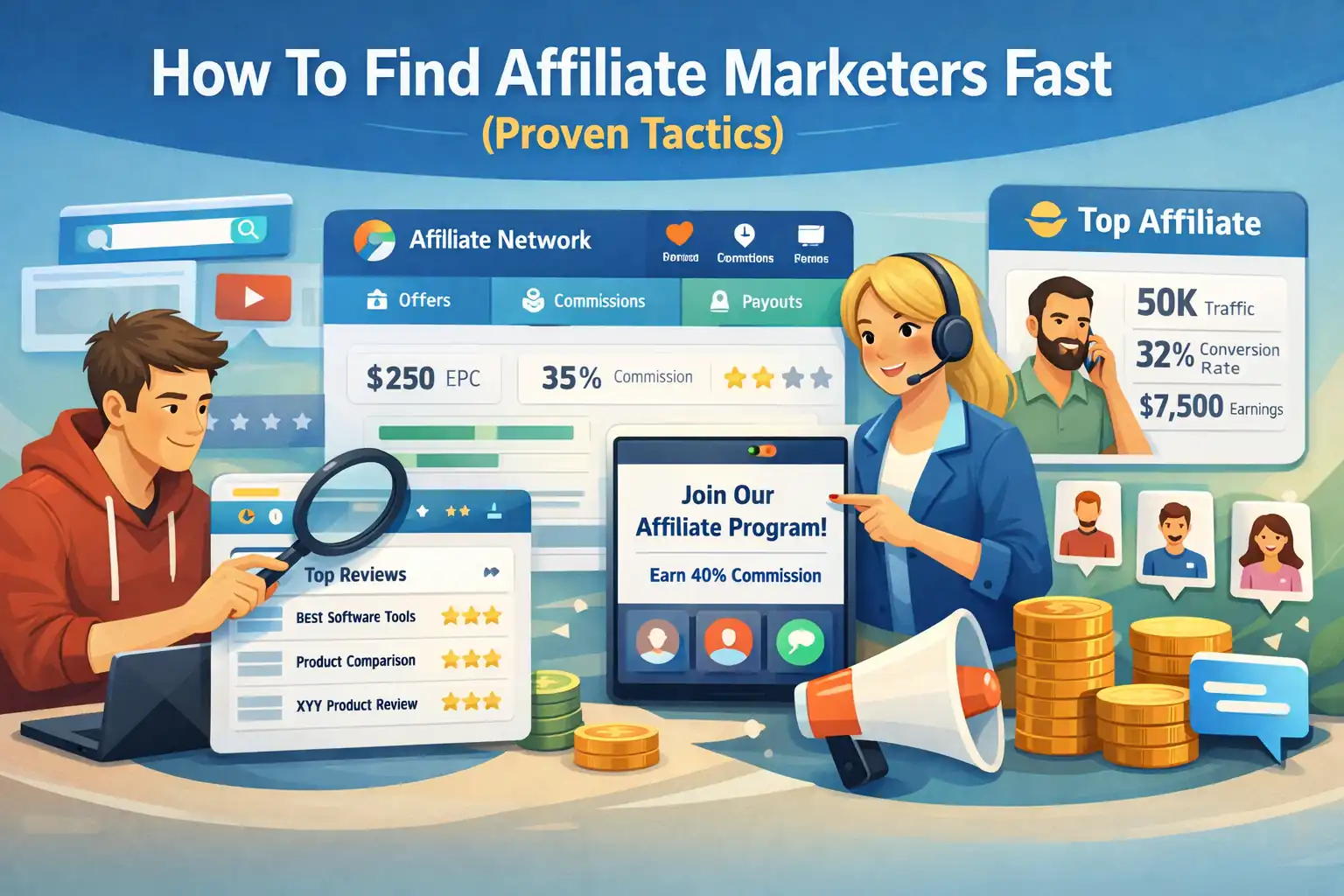 An informative illustration about How To Find Affiliate Marketers Fast (Proven Tactics)