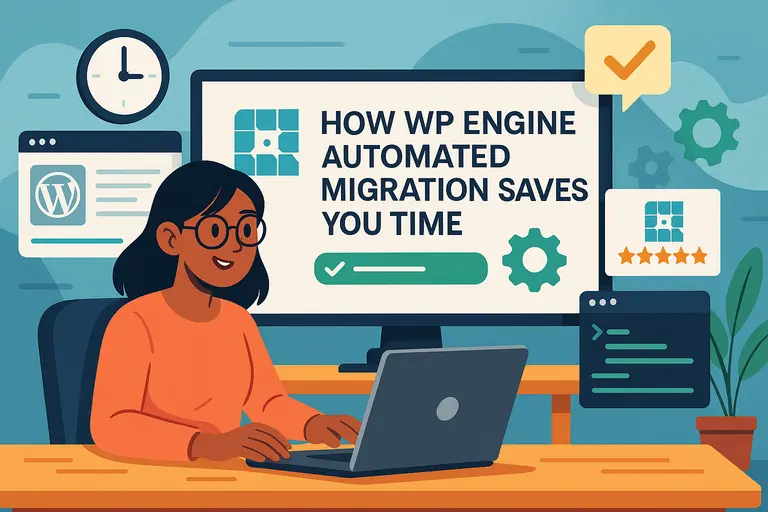 An informative illustration about How WP Engine Automated Migration Saves You Time