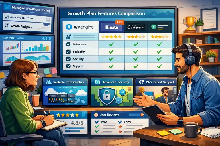 An informative illustration about How WP Engine Growth Plan Supports Business Scaling