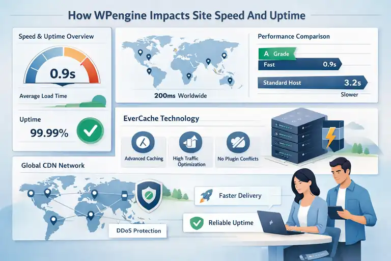 An informative illustration about How WPengine Impacts Site Speed And Uptime