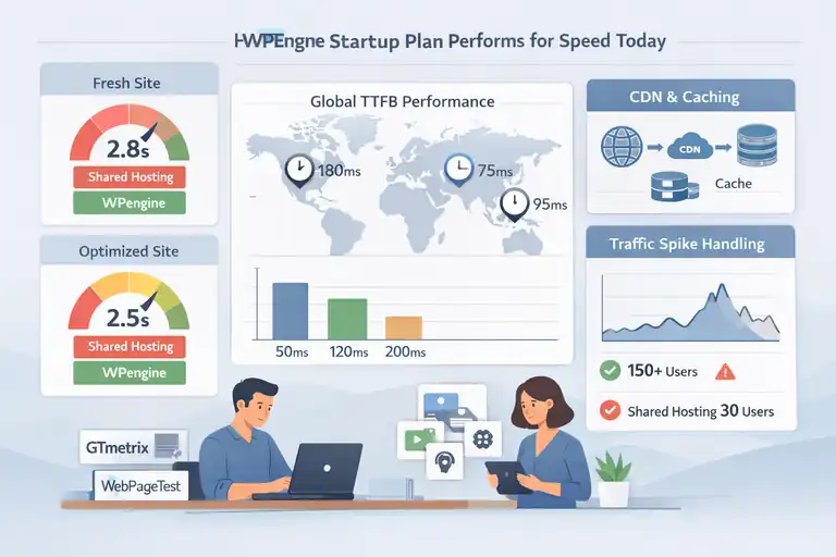 An informative illustration about How the WPengine Startup Plan Performs for Speed Today