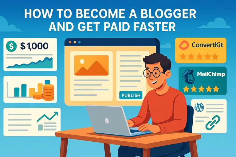 An informative illustration about How to Become a Blogger and Get Paid Faster