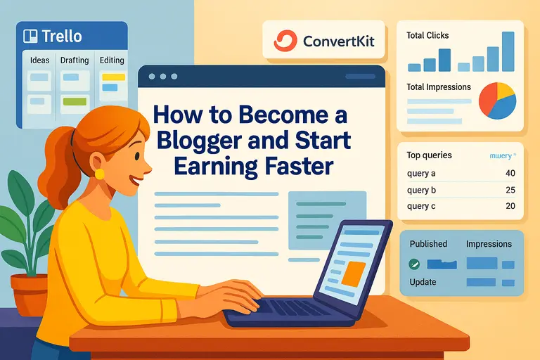 An informative illustration about How to Become a Blogger and Start Earning Faster
