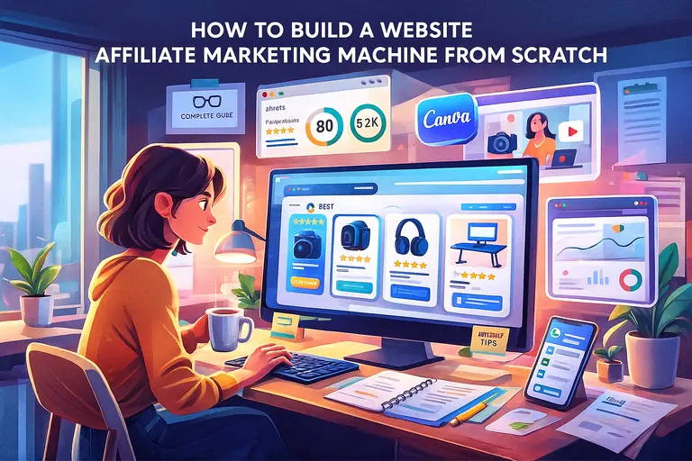 An informative illustration about How to Build a Website Affiliate Marketing Machine from Scratch