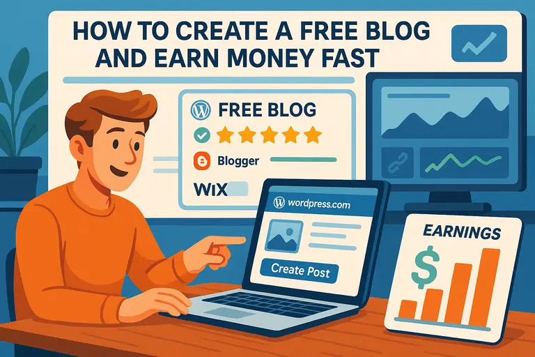 An informative illustration about How to Create a Free Blog and Earn Money Fast