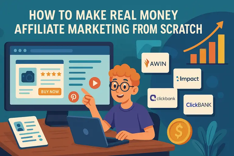 An informative illustration about How to Make Real Money Affiliate Marketing from Scratch