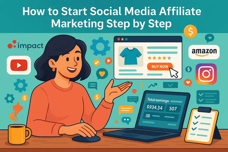 An informative illustration about How to Start Social Media Affiliate Marketing Step by Step