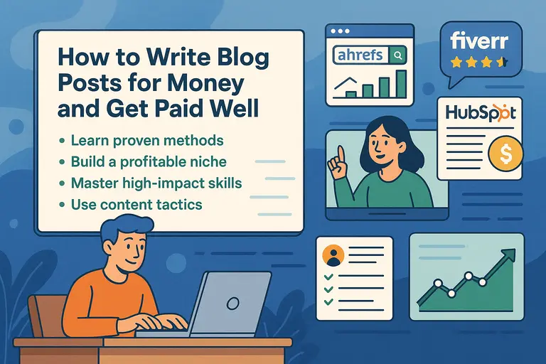 An informative illustration about How to Write Blog Posts for Money and Get Paid Well