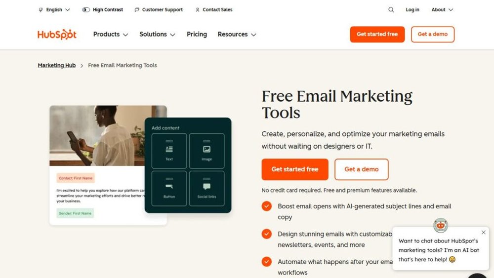 Best Email Marketing Services for Small Business HubSpot Email Marketing screenshot