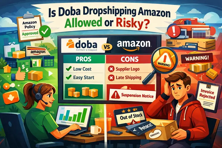 An informative illustration about Is Doba Dropshipping Amazon Allowed or Risky?