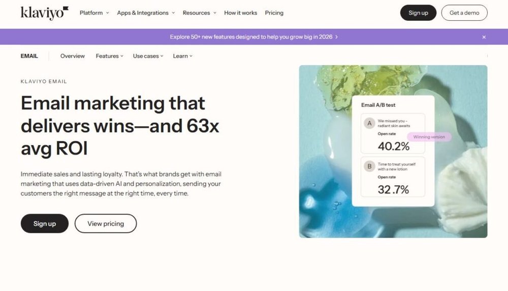 Best Email Marketing Services for Small Business Klaviyo screenshot