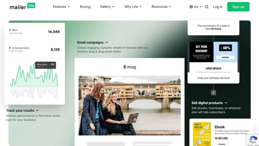 Best Email Marketing Services for Small Business MailerLite screenshot