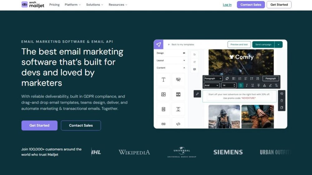 Best Email Marketing Services for Small Business Mailjet screenshot