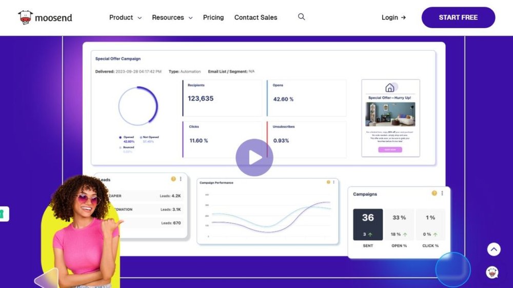Best Email Marketing Services for Small Business Moosend screenshot