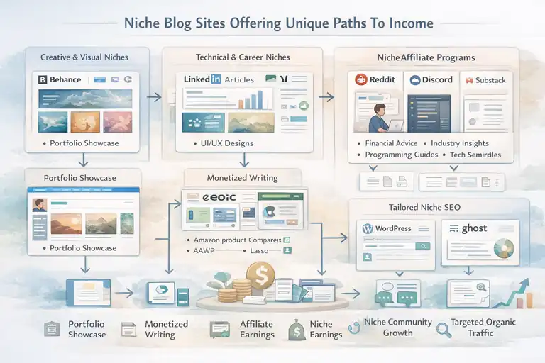 An informative illustration about Niche Blog Sites Offering Unique Paths To Income