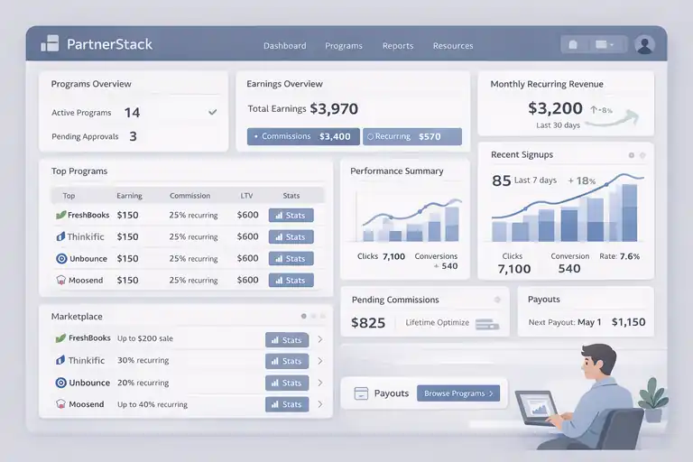An informative illustration about PartnerStack – SaaS-Focused Affiliate Powerhouse