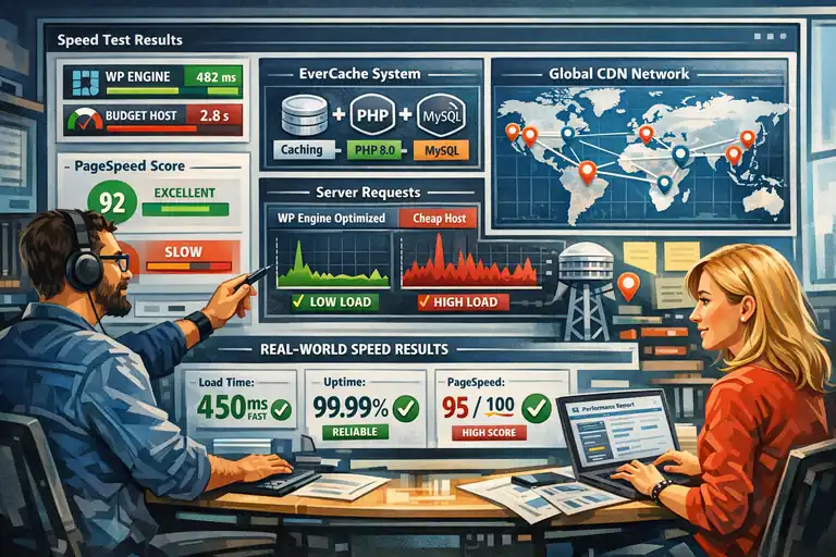WP Engine Startup Plan Review for New Site Builders An informative illustration about Performance And Speed Optimization Features