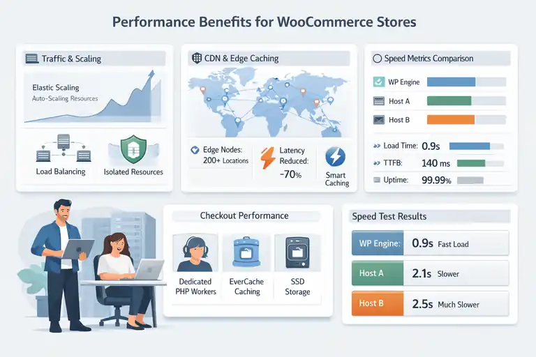 An informative illustration about Performance Benefits for WooCommerce Stores