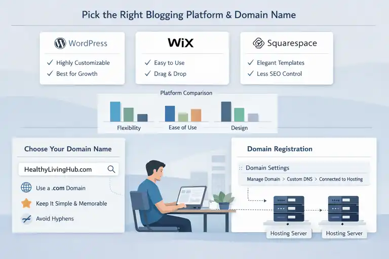 An informative illustration about Pick the Right Blogging Platform and Domain Name