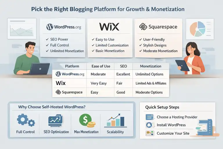 An informative illustration about Pick the Right Blogging Platform for Growth and Monetization