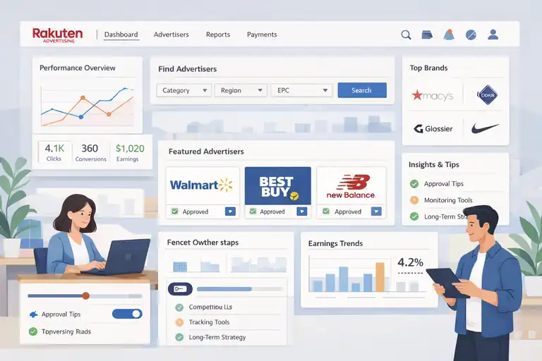 An informative illustration about Rakuten Advertising: Trusted By Major Retail Brands