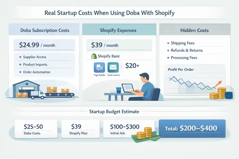 Is Doba and Shopify a Profitable Combo for Beginners? An informative illustration about Real Startup Costs When Using Doba With Shopify