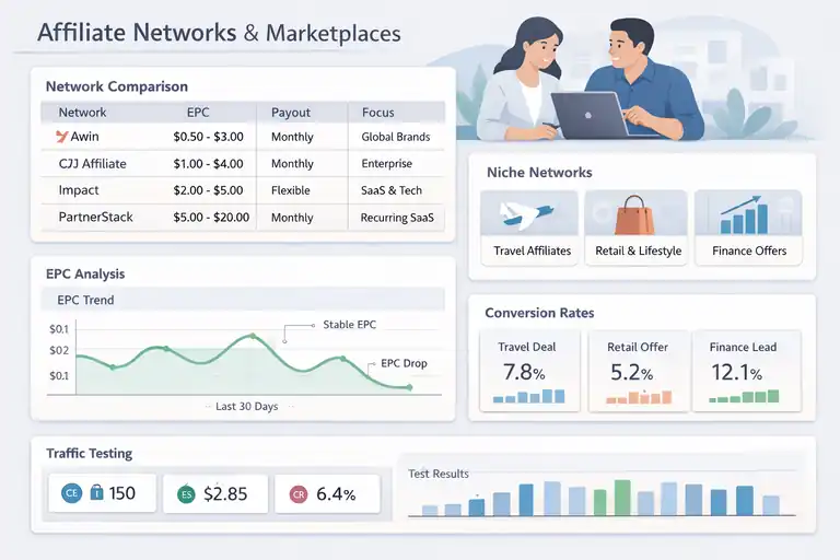 An informative illustration about Research High-Converting Affiliate Networks and Marketplaces