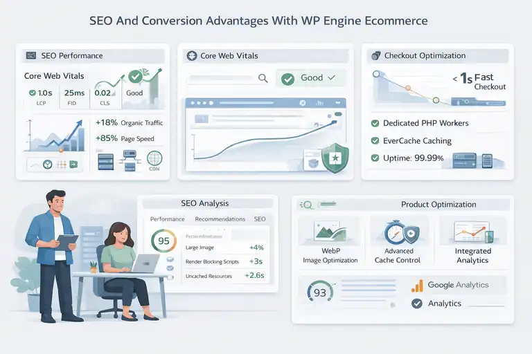 An informative illustration about SEO And Conversion Advantages With WP Engine Ecommerce