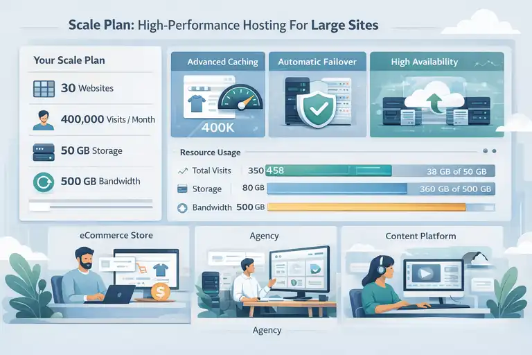 An informative illustration about Scale Plan: High-Performance Hosting For Large Sites