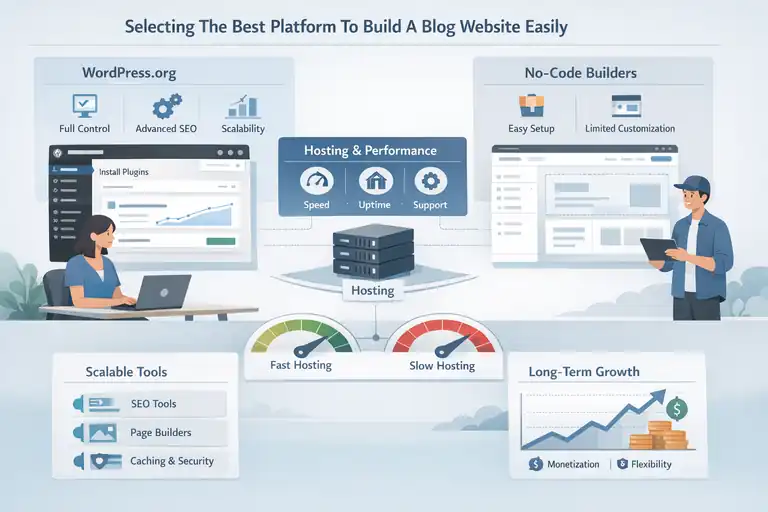 How to Build a Blog Website for Long-Term Income An informative illustration about Selecting The Best Platform To Build A Blog Website Easily