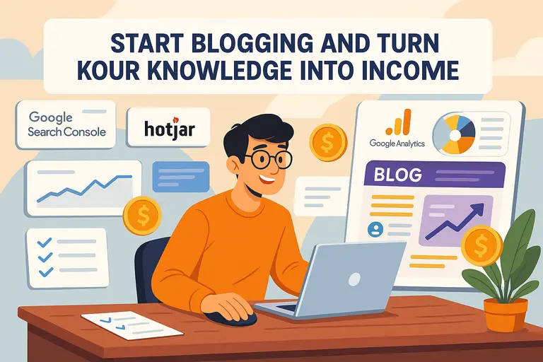 An informative illustration about Start Blogging and Turn Your Knowledge Into Income