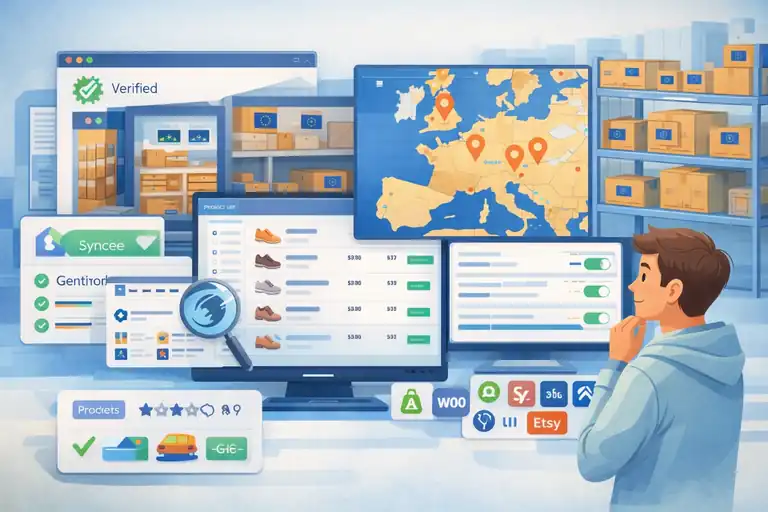 An informative illustration about Syncee for Multi-Supplier EU Dropshipping Expansion