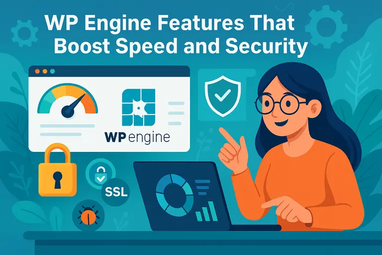 An informative illustration about WP Engine Features That Boost Speed and Security