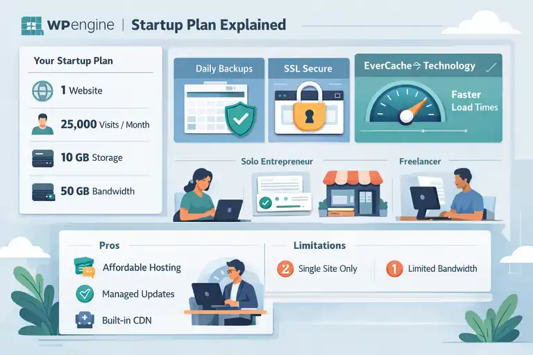 An informative illustration about WP Engine Startup Plan Explained